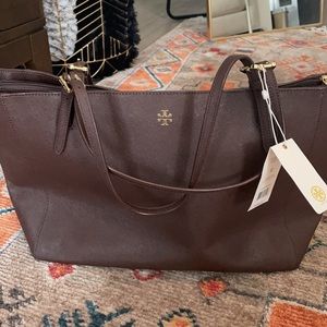Tory Burch Brown Leather York Buckle Tote